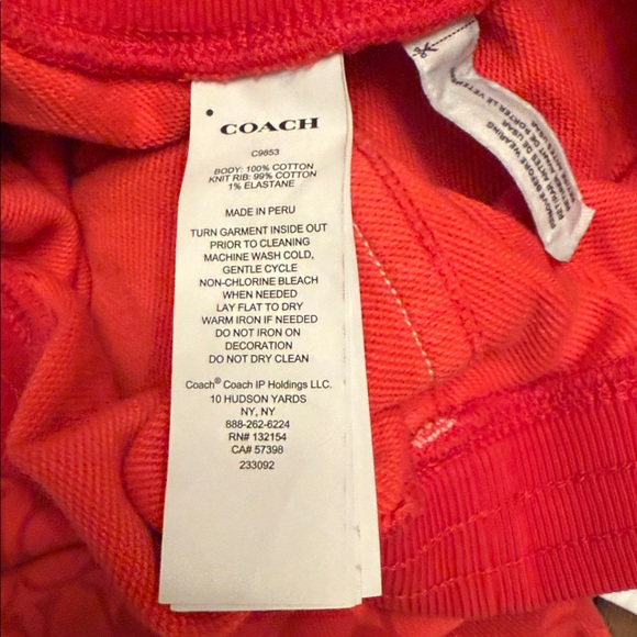 RARE Authentic Coach Red Logo Sweatshirt Shorts lounge Set small $650 - Picture 8 of 8